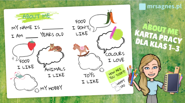 ABOUT ME – karta pracy dla klas 1-3
